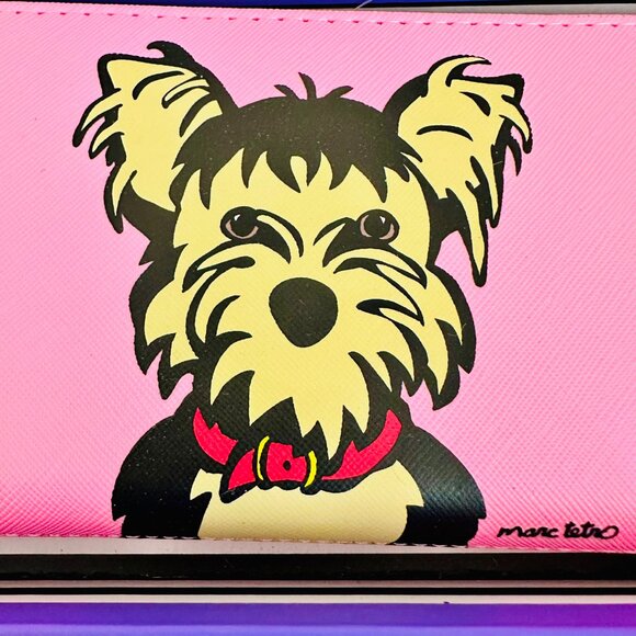 MARC TETRO FAUX LEATHER SHIH TZU DOG PUPPY PINK ZIP-AROUND LONG WALLET - Picture 8 of 9